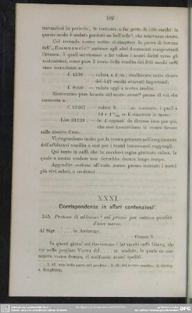 XXXI. Corrispondenze in affari contenziosi