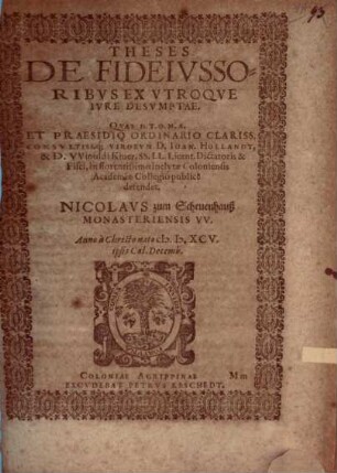 Theses de fideiussoribus