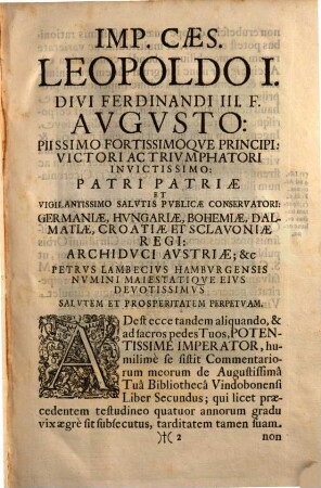 Petri Lambecii Hambvrgensis Commentariorvm De Avgvstissima Bibliotheca Caesarea Vindobonensi Liber ... : Editvs In Lvcem ... Imp. Caes. Leopoldi I. ..., 2. (1669). - 1012 S. : Ill.