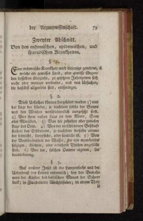 Zweyter Abschnitt. Von den endemischen, epidemischen, und sporadischen Krankheiten.