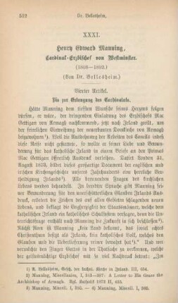 512-532 Henry Edward Manning, Cardinal-Erzbischof von Westminster (1808-1892) : IV.