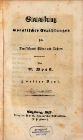 Sammlung moralischer Erzählungen für Deutschlands Söhne und Töchter. 2