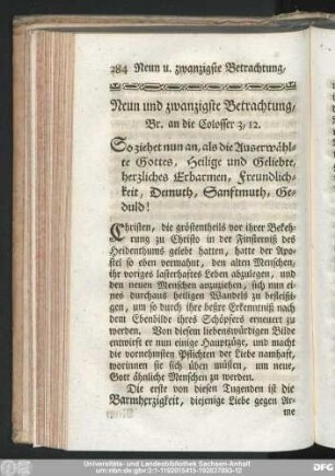 Neun und zwanzigste Betrachtung, Br. an die Colosser 3, 12.