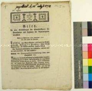 Gesetz - Neuernennung von Staabsoffizieren der Nationalgarde 20. Juni 1792 (französisch/deutsch)