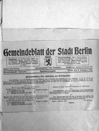 Sonderausgabe, 8. Dezember 1923