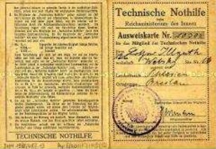 Mitgliedskarte der Technischen Nothilfe für Lothar Illguth