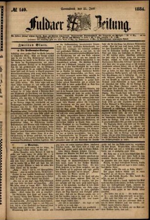 Ausgabe vom Samstag, den 21. Juni 1884.