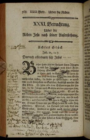 XXXI. Betrachtung. Ueber die Reden Jesu nach seiner Auferstehung.