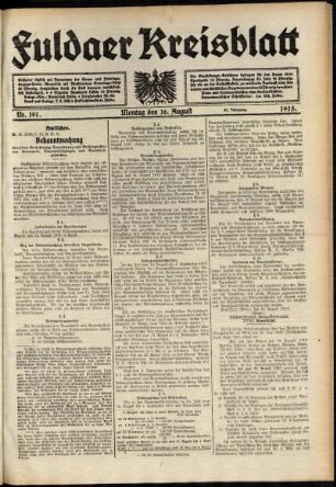 Ausgabe vom Montag, den 16. August 1915.