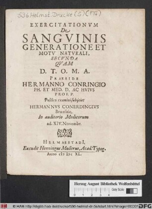 Exercitationum De Sanguinis Generatione Et Motu Naturali, Secunda