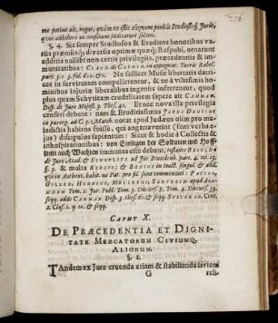 Caput X. De Præcedentia Et Dignitate Mercatorum Civiumq. Aliorum.