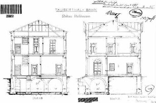 Hochhausen (Tauber): Empfangsgebäude Querschnitte