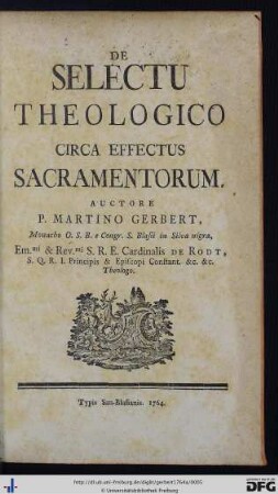 De Selectu Theologico Circa Effectus Sacramentorum