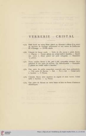 Verrerie - Cristal (No. 1579 - 1584)
