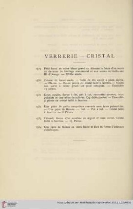Verrerie - Cristal (No. 1579 - 1584)