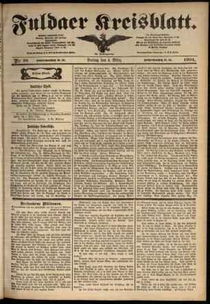Erste Ausgabe vom Freitag, den 04. März 1904.