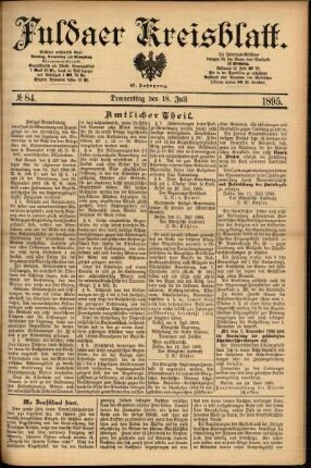 Erste Ausgabe vom Donnerstag, den 18. Juli 1895.