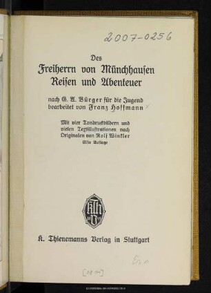 Des Freiherrn von Münchhausen Reisen und Abenteuer
