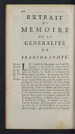 Extrai du Memoire de la Generalité de Franche-Comté.