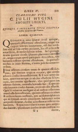 De Quinque Circulorum Inter Corpora coelestia notatione & Planetis. Liber Quartus.