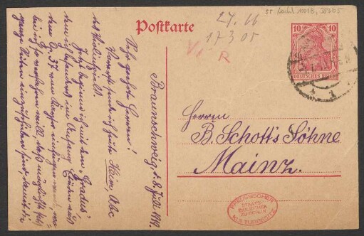 Brief an B. Schott's Söhne : 08.07.1919
