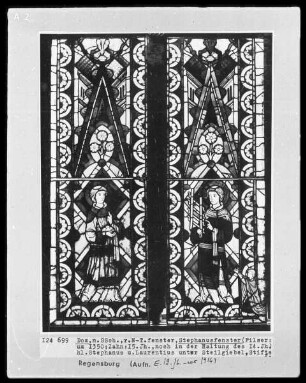 Fenster n XI, Stephanusfenster, Felder: Die Heiligen Stefan und Laurentius