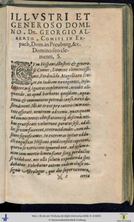 Illustri et Generoso Domino, Dn. Georgio Alberto…