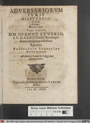Adversariorum Iuris Disputatio Una