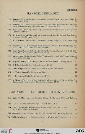 Aquarellbildnisse und Miniaturen (Nr. 287-291)