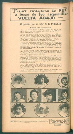 Primer concurso de PBT a base de los cigarillos "Vuelta Abajo"