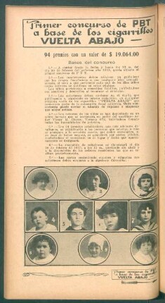Primer concurso de PBT a base de los cigarillos "Vuelta Abajo"
