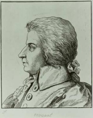 Bildnis des Komponisten und Musikers Wolfgang Amadeus Mozart im Profil