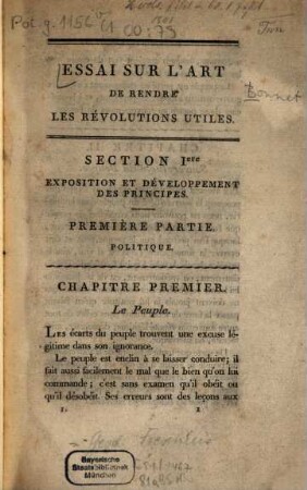 Essai sur l'art de rendre les revolutions utiles, 1