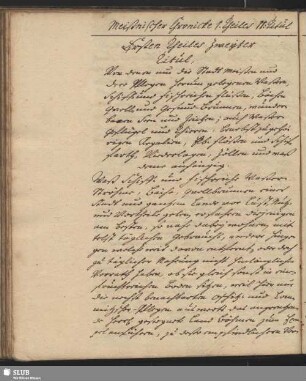 2. Titul. Von Flüssen und Klastern Meißnischer Pflege