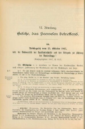 VI. Abteilung. Gesetze, das Seewesen betreffend