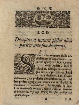 Diss. qua deceptum a natura pictorem alios pariter arte sua decipientem sistit