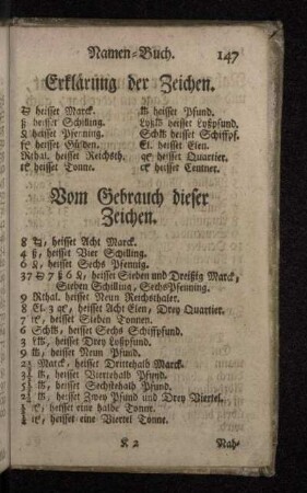 Vom Gebrauch dieser Zeichen.