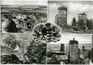 Stolpen. Burg und Stadt 4 tlg mit Wappen