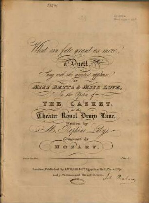 What can fate grant us more : a duet, sung ... by Miss Betts and Miss Love, in the opera of The Casket ; ... written by M. Rophino Lacy