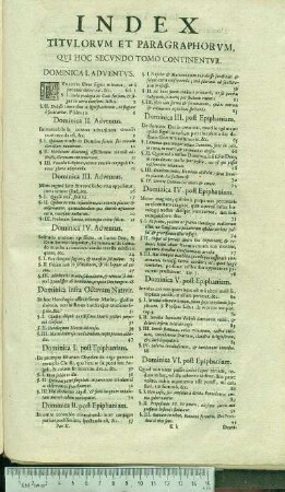 Index Titvlorvm Et Paragraphorvm, Qvi Hoc Secvndo Tomo Continentvr.