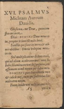 In XVI. Psalmum.