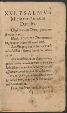 In XVI. Psalmum.