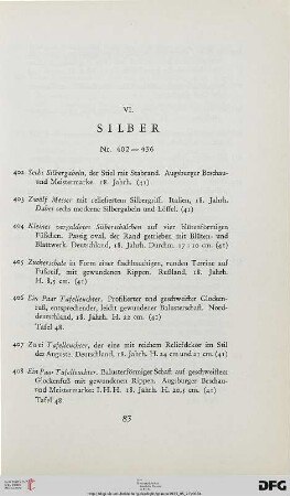 VI. Silber (Nr. 402-436)