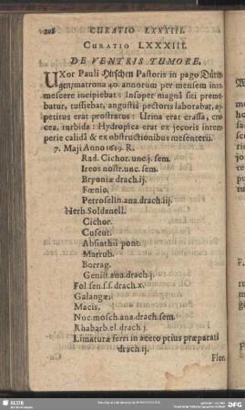 Curatio LXXXIII. [Curatio LXXXVI.] De Ventris Tumore