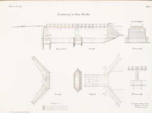 Erweiterung des Plauer Kanals. Brücke, Kade: Ansichten, Grundrisse, Schnitte 1:100