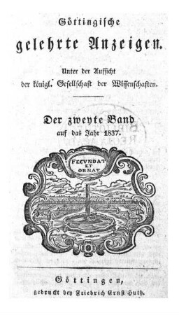 1837,2: Göttingische gelehrte Anzeigen