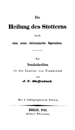 Die Heilung des Stotterns durch eine neue chirurgische Operation