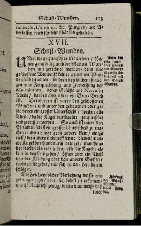 XVII. Schuß-Wunden. - XX. Tumor, Geschwulst.
