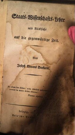 Staats-Wissenschafts-Lehre mit Rücksicht auf die gegenwärtige Zeit