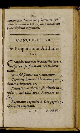 Conclusio VII. De Proportione Arithmetica.